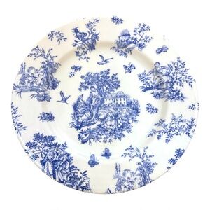 Churchill England Blue White Transferware Plate 10” Victorian Scene NWOT
